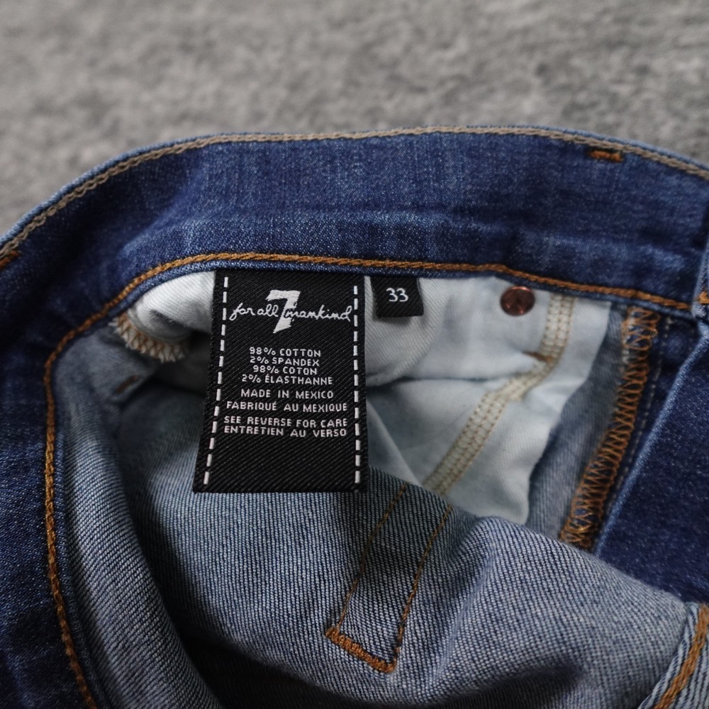 7 For All Mankind Carson Jeans Mens 33 Blue Denim Straight Leg Stretch - Picture 6 of 13